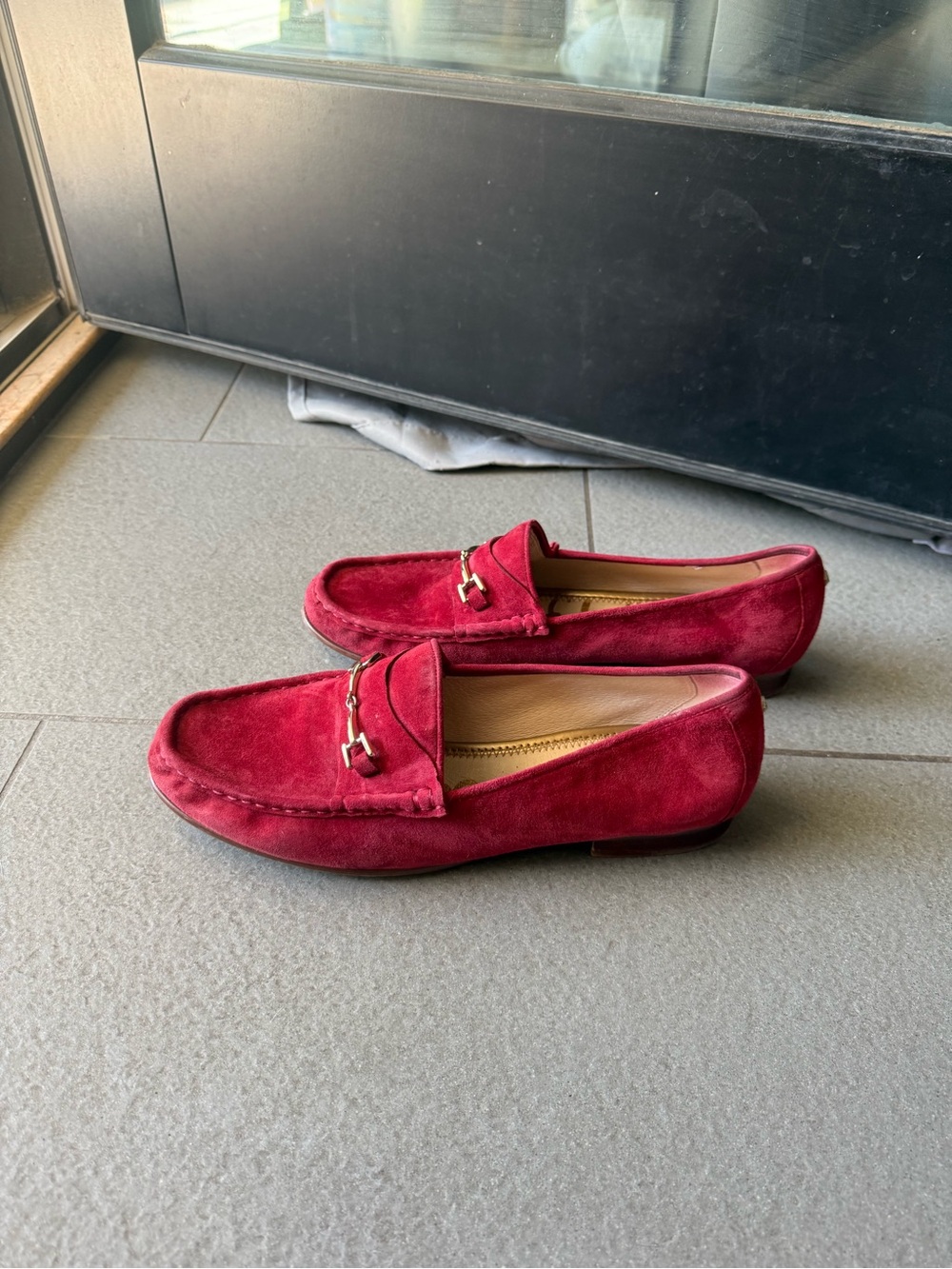 Sam Edelman Women’s Loraine Red Suede Horsebit Loafers Size 11